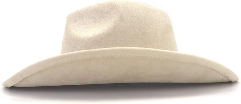 CCAKXCJJ Western Cowboy Hat for Women Men Classic Fedora Hats Wide Brim Suede Cowboy Hat for Women with Buckle Belt - Image 4